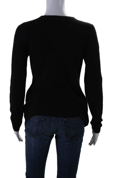 Christopher Fischer Womens Long Sleeve Crew Neck Cashmere Sweater Black Small