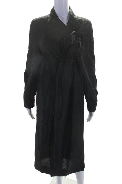 Soeur Womens Silk Round Neck Long Sleeve Maxi Wrap Dress Black Size 38