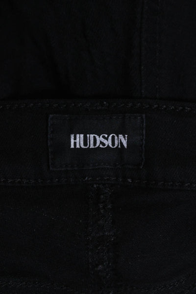 Hudson Womens Denim Five Pocket Button Close Mid-Rise Skinny Jeans Black Size 28