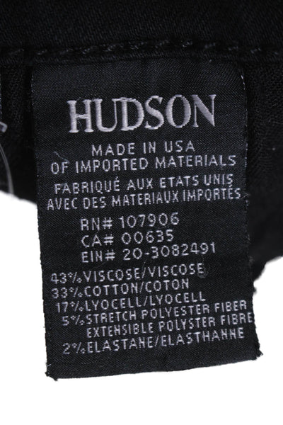 Hudson Womens Denim Five Pocket Button Close Mid-Rise Skinny Jeans Black Size 28