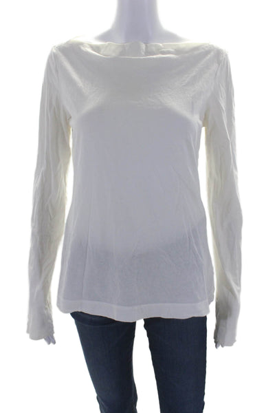 Standard James Perse Womens Cotton Long Sleeve Pullover T-Shirt Top White Size 4