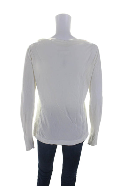 Standard James Perse Womens Cotton Long Sleeve Pullover T-Shirt Top White Size 4