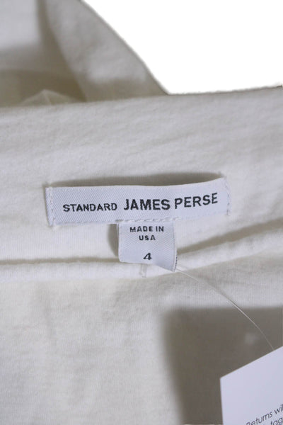 Standard James Perse Womens Cotton Long Sleeve Pullover T-Shirt Top White Size 4