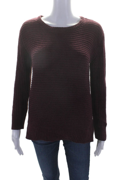 BB Dakota Womens Knit Round Neck Long Sleeve Pullover Sweater Top Purple Size XS