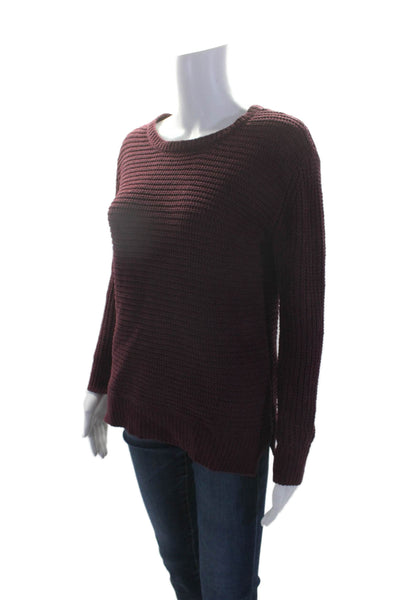 BB Dakota Womens Knit Round Neck Long Sleeve Pullover Sweater Top Purple Size XS