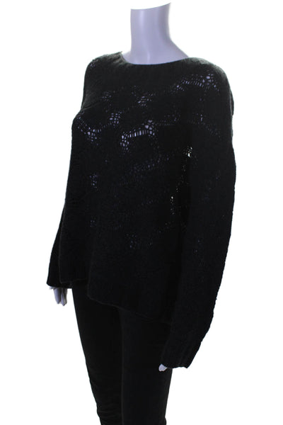 Inhabit Women's Scoop Neck Long Sleeves Boxy Pullover Sweater Black Size S