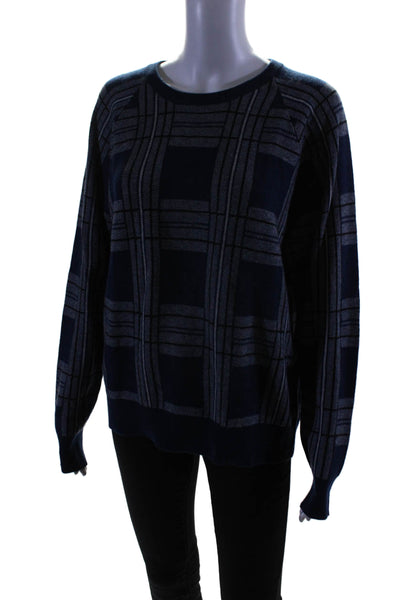 Central Park West Womens Striped Crew Neck Sweater Blue Black Size Large