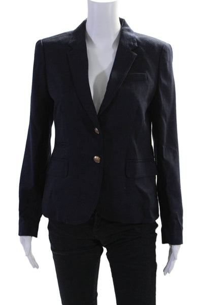 J Crew Womens Wool Navy Two Button Long Sleeve Schoolboy Blazer Size 4