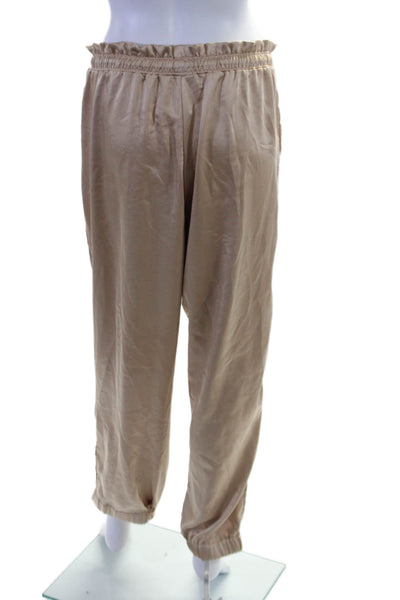 Melissa Nepton Womens Drawstring Waist High-rise Tapered Pajama Pants Tan Size L