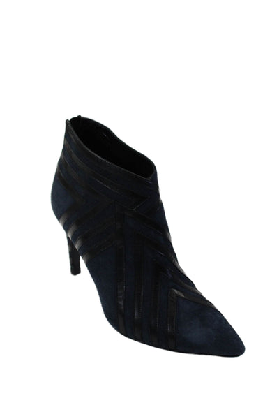 Pierre Hardy Womens Suede Leather Striped Pointed Toe Ankle Booties Blue Size 8