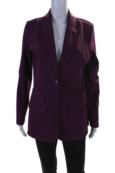 Capsule 121 Womens Single Button Wide Lapel Blazer Jacket Purple Size Large