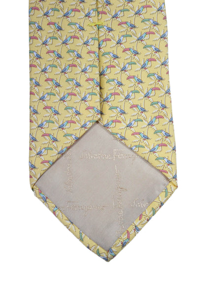 Salvatore Ferragamo Mens Silk Animal Graphic Print Classic Tie Yellow OS