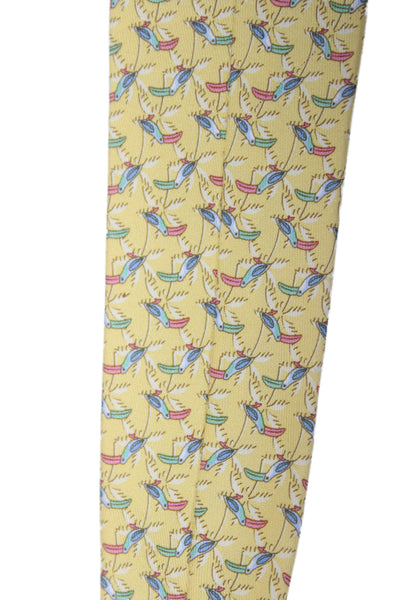 Salvatore Ferragamo Mens Silk Animal Graphic Print Classic Tie Yellow OS