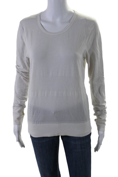 Lululemon Womens Stretch Round Neck Long Sleeve Activewear Top White Size M