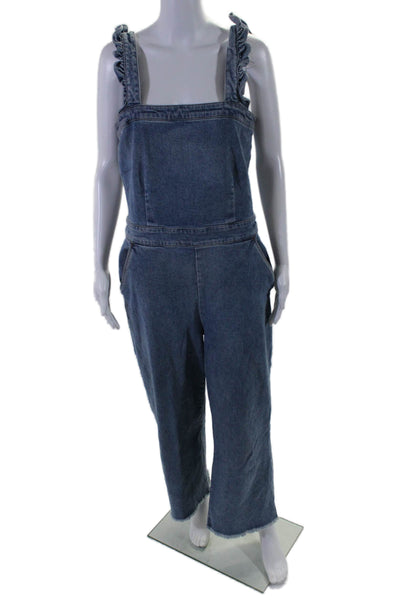 BLANKNYC Womens Cotton Denim Square Neck Wide Leg Jumpsuit Blue Size 31