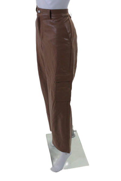 Pistola Womens Vegan Leather High-Rise Straight Leg Cargo Pants Beige Size 31