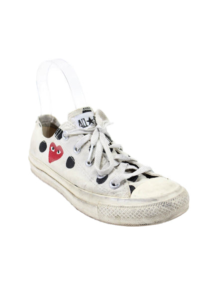 Converse x Play Comme des Garcons Women's Lace Up Flat Sneakers White Size 4