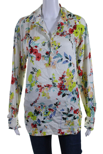 Barena Women's Collared Long Sleeves Button Down Cotton Floral Shirt Size 50