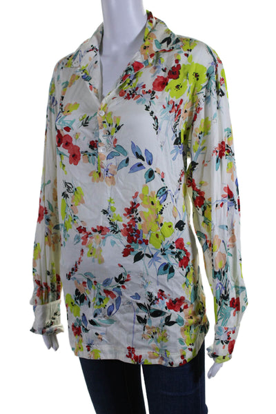 Barena Women's Collared Long Sleeves Button Down Cotton Floral Shirt Size 50