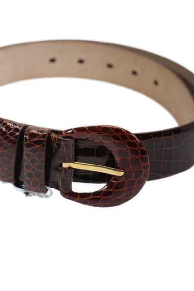 Ralph Lauren Purple Label Womens Genuine American Alligator Belt Brown