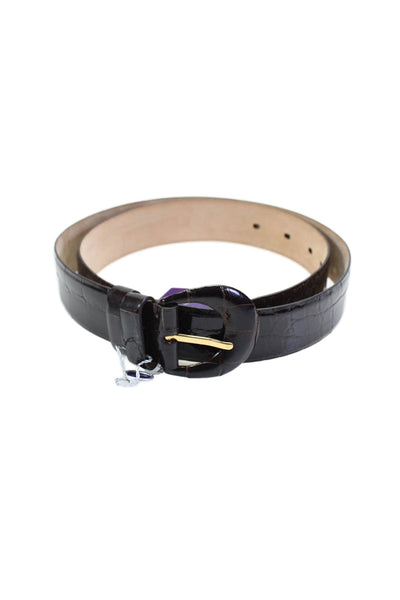 Ralph Lauren Purple Label Womens Genuine American Alligator Belt Dark Brown