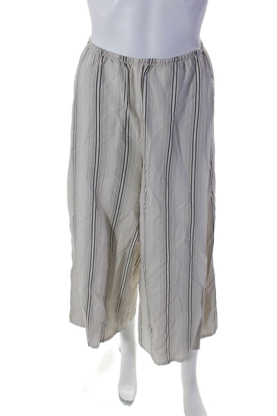 Vince Womens White Striped High Rise Pull On Crop Wide Leg Pants Size XXS