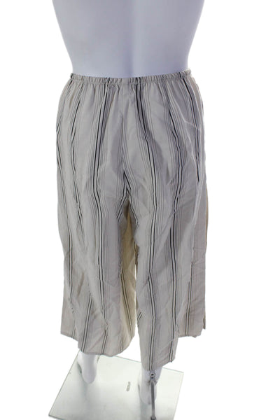 Vince Womens White Striped High Rise Pull On Crop Wide Leg Pants Size XXS