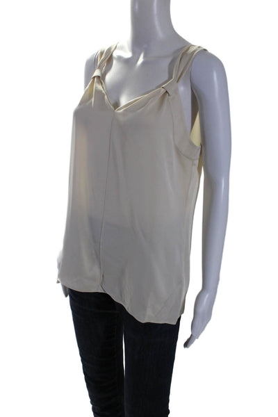 Theory Women's V-Neck Sleeveless Silk Tank Top Blouse Cream Size M