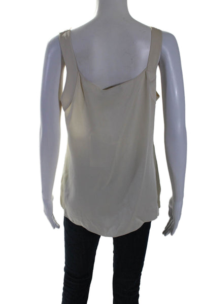 Theory Women's V-Neck Sleeveless Silk Tank Top Blouse Cream Size M