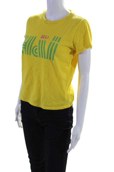 Mother Womens Cotton Short Sleeve Graphic T Shirt Yellow Size XS