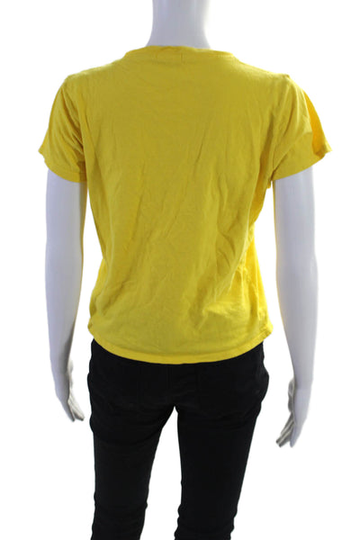 Mother Womens Cotton Short Sleeve Graphic T Shirt Yellow Size XS