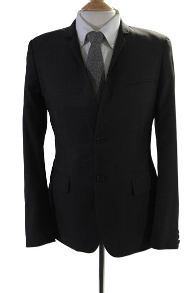 Topman Mens Wool Dark Gray Two Button Down Long Sleeve Blazer Size 38