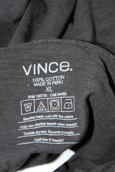 Vince Mens Cotton Solid Black Collar Short Sleeve Polo Shirt Size XL