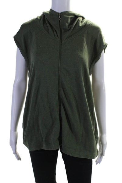 Soft Joie Womens Full Zipper Sleeveless Hooded Sweater Green Size Small