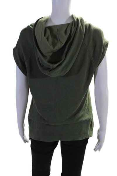 Soft Joie Womens Full Zipper Sleeveless Hooded Sweater Green Size Small