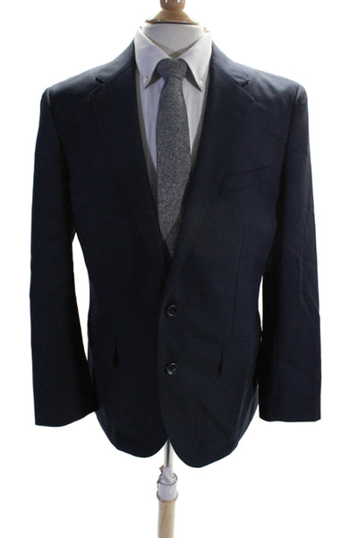 J Crew Mens Wool Navy Blue Two Button Long Sleeve Slim Blazer Size 42R