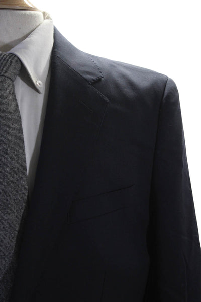 J Crew Mens Wool Navy Blue Two Button Long Sleeve Slim Blazer Size 42R