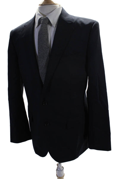 J Crew Mens Wool Navy Blue Two Button Long Sleeve Slim Blazer Size 42R