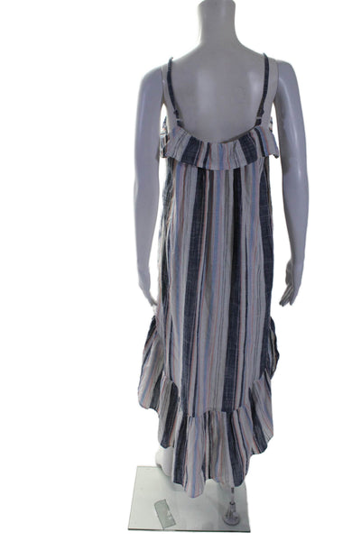 Xirena Womens Spaghetti Strap Square Neck Striped Midi Dress Blue White Size XS