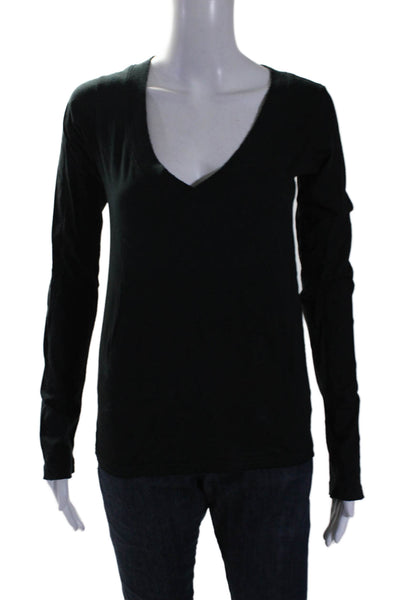 Nation LTD Womens Long Sleeve V Neck Tee Shirt Black Cotton Size 3