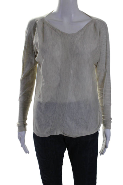 Sphere One Womens Long Sleeve Scoop Neck Sweater Gray Cashmere Silk Wool Small