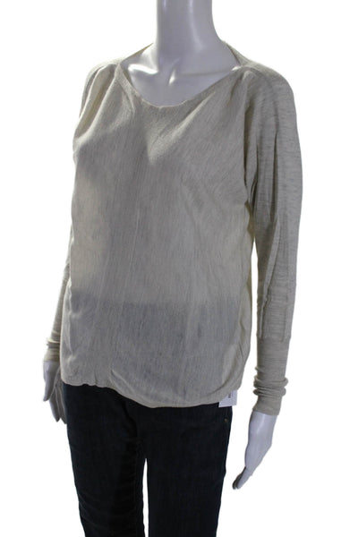 Sphere One Womens Long Sleeve Scoop Neck Sweater Gray Cashmere Silk Wool Small