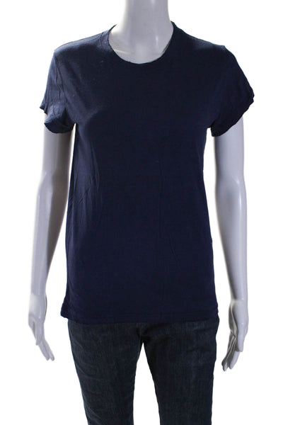 Nation LTD Womens Short Sleeve Crew Neck Tee Shirt Navy Blue Cotton Size 2