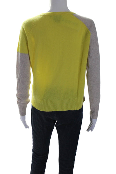 Sea Cashmere Womens Scoop Neck Cashmere Sweater Yellow Brown Size Small