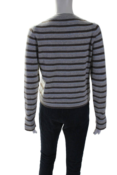 3.1 Phillip Lim Womens Long Sleeve Crew Neck Striped Sweater Gray Brown Small