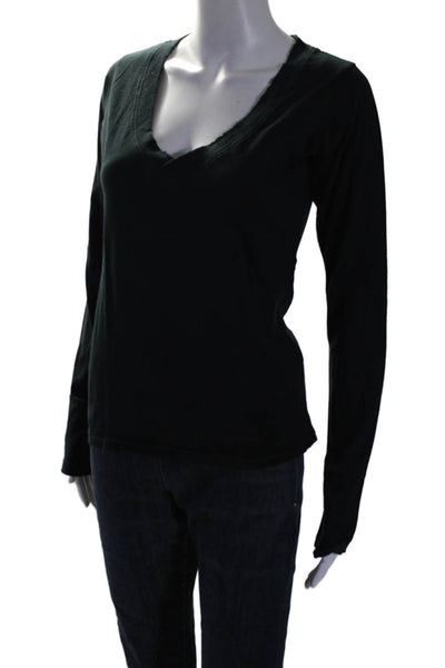 Nation LTD Womens Long Sleeve V Neck Boxy Tee Shirt Black Cotton Size 3