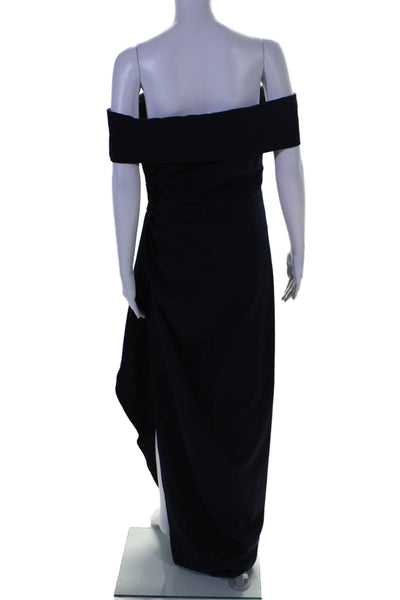 Vince Camuto Womens Off The Shoulder Sleeveless Evening Gown Navy Blue Size 8