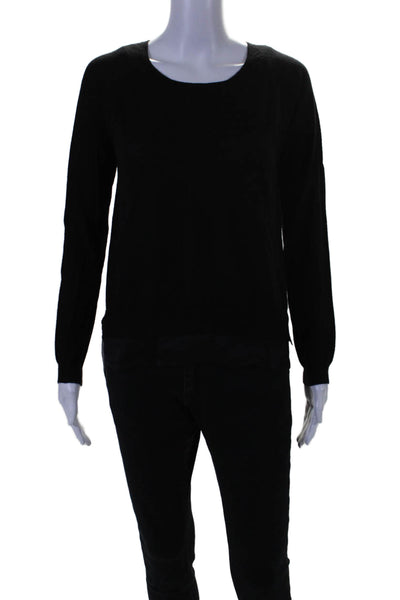 Christopher Fischer Womens Scoop Neck Cashmere Layered Sweater Black Size XS