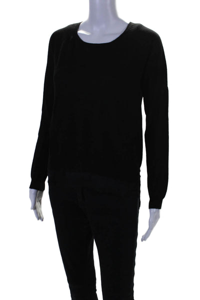 Christopher Fischer Womens Scoop Neck Cashmere Layered Sweater Black Size XS