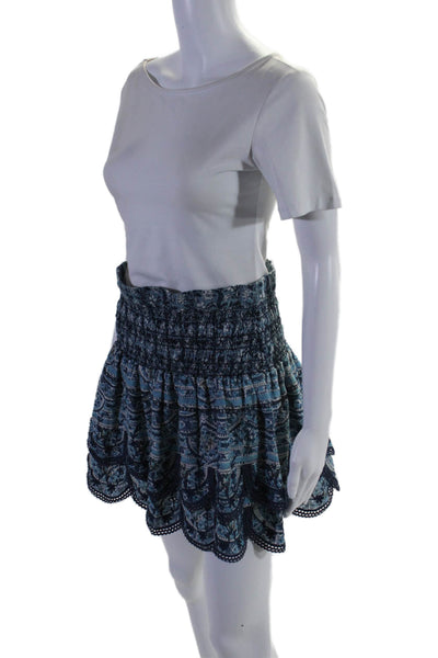 Sea Women's Elastic Waist Lace Trim Ruffle Tiered Mini Skirt Floral Size 4